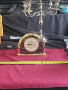 Vintage Seiko QXG022 Full face Gold / Black Desk Mantle Clock Working - Picture 1 of 5