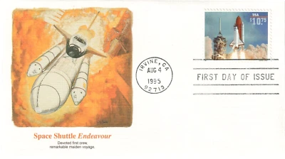 Fleetwood Linen FDC #2544A $10.75 SPACE SHUTTLE ENDEAVOUR August 4, 1995 - Image 1 of 2