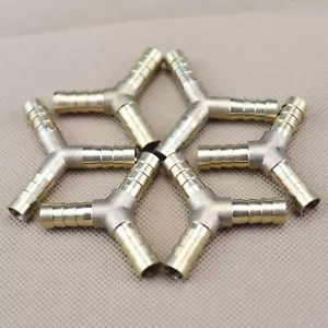 6Pcs Way Shaped Brass Barbed Hose tails, for fuel ,oil etc 5/16"(8mm)Y-3 - Picture 1 of 4