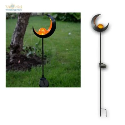Metall Design Solar LED Gartenstab MELILLA Mond Glas-Kugel Gartenleuchte Leuchte - Bild 1 von 4
