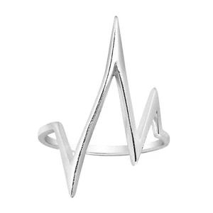 Stylish & Unique Heartbeat Rhythm Tracer Sterling Silver Ring - 9 - Picture 1 of 5