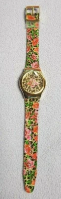 Reloj Michal Negrin Cuarzo Hermosas Flores Banda Plástico Israel Foto 1 de 4