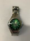 Pembrooke Watch 19-292 Water Resistant Silver Green Face Diver Style RARE