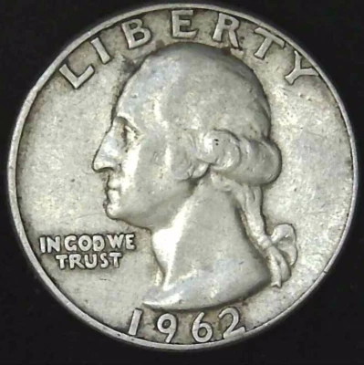 1962-D 25C Washington Quarter AU 90% Silver 24sat0102-2 - Image 1 of 2