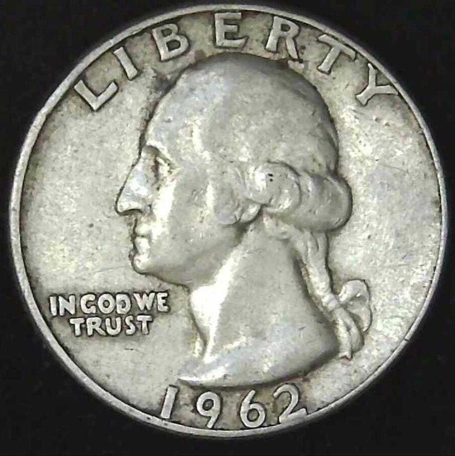 1962-D 25C Washington Quarter AU 90% Silver 24sat0102-2 - Image 1 of 2
