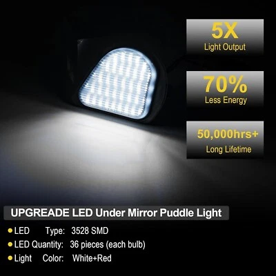 Luz LED de charco de espejo retrovisor lateral para Dodge Ram 10-19 1500 2500 3500 4500 5500 Foto 1 de 4