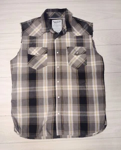 Levi's Western Pearl Snap Shirt cutoff Mens Adult Large L - Picture 1 of 7