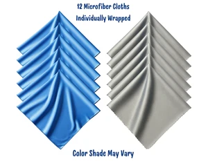 12pk Individually Wrapped Microfiber Cleaning Cloths for Glasses, Lens & Screen - Picture 1 of 10