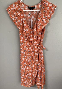Sanctuary Dress Johanna Wrap Floral Print Women Orange Size XS New With Tags - Picture 1 of 6