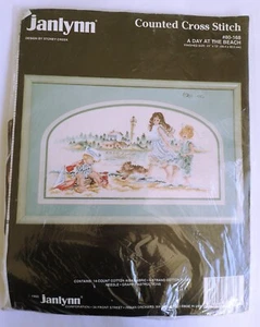 Large JanLynn A Day at the Beach Counted Cross Stitch Kit 14 Count 23" x 12" - Picture 1 of 1