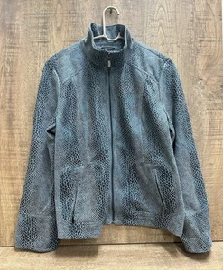 Diálogo Mujer Talla L Azul Negro Estampado Serpiente Imitación Cuero Cremallera Frontal Chaqueta - Imagen 1 de 11
