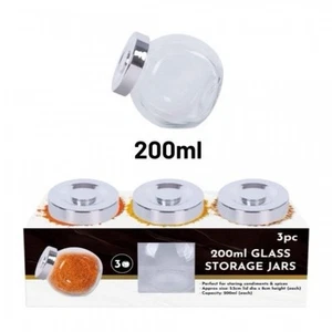 3pc 200ml Glass Storage Jars Perfect for storing condiments and spices uk sale - Picture 1 of 3