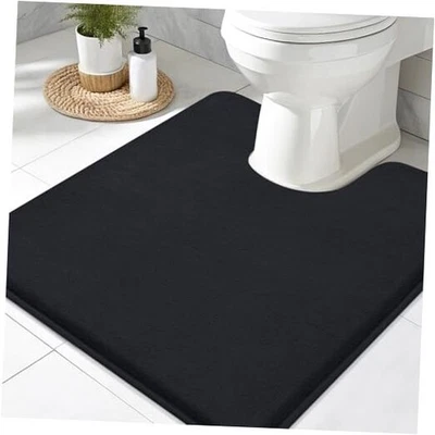  Memory Foam Toilet Rugs U-Shaped 24x24, Extra Soft 24" x 24" Contour Rug Black - Image 1 of 4