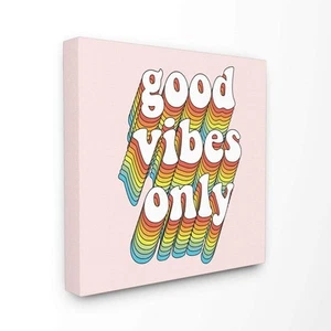 Good Vibes Only Rainbow Pink Word, Design by Artist Dawn Vietro Wall Art, 17 ... - Picture 1 of 4