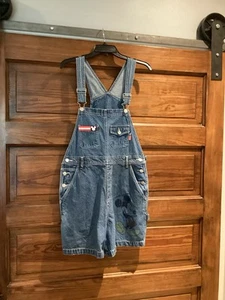 VGT Disney Mickey Mouse Unlimited Shortalls Women's M Jerry Leigh Overalls Y2K - Picture 1 of 10