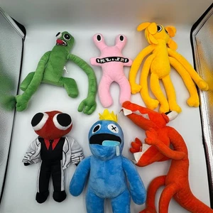 Juego de 6 juguetes de peluche Rainbow Friends verde rosa amarillo azul rojo naranja - Imagen 1 de 4