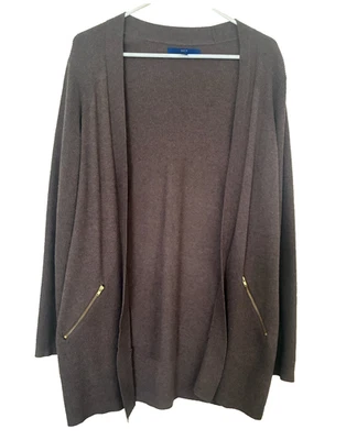 Cárdigan para mujer APT 9 suéter bolsillos con cremallera, detalles acanalados (M) gris carbón Foto 1 de 2