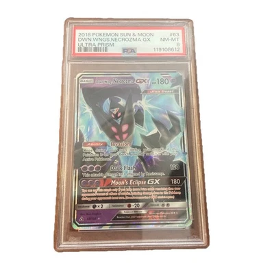2018 Pokemon Sun & Moon Ultra Prism 63 Dawn Wings Necrozma GX PSA 8 GEM Mint - Image 1 of 2