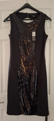 Vestido Star By Julien Macdinald con panel de lentejuelas curvas UK14 NUEVO CON ETIQUETAS PRECIO DE VENTA SUGERIDO POR EL FABRICANTE 75 £ Fiesta LBD Foto 1 de 4