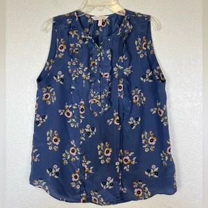 Rebecca Taylor blau Seide Blumen ärmellose Bluse Rüschen Größe 6 - Bild 1 von 6