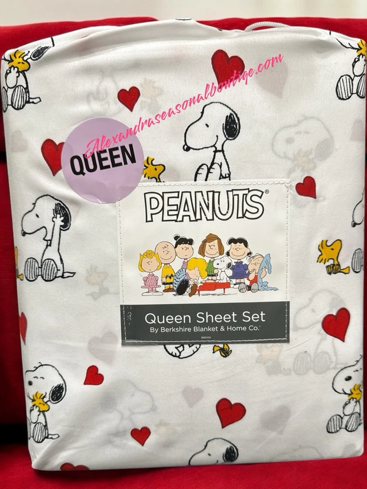 Juego de sábanas Peanuts Snoopy Berkshire Queen corazones rojos del día de Valnetines Foto 1 de 4