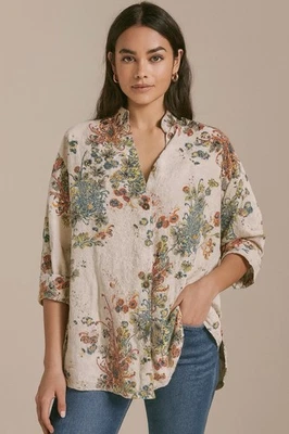 Tianello by Steve Barraza Floral Tencel Blouse Top Small Made in USA Cottagecore - Image 1 of 4
