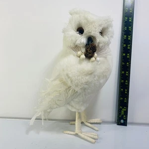 13" Grande Piume Finte Gufo Bianco Decorazione Natalizia Halloween Invernale - Foto 1 di 2
