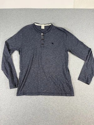 Abercrombie & Fitch Henley Shirt Blue/Gray Men's Size M Long-Sleeve Muscle Fit - Image 1 of 4