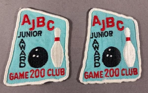 Vintage 2 Bowling Patches AJBC Junior Award 200 Game Club 1960’s - Picture 1 of 2