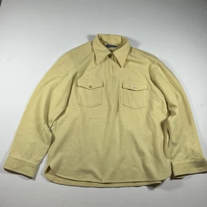 Vintage 70s Pendleton Shirt Mens (Fits Large) Cream 1/4 Zip Wool USA Distressed - Picture 1 of 9