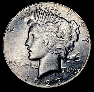 1927 Peace Dollar Au + Silver Dollar Near UNC - Picture 1 of 2