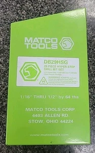 Matco DB29HSG 29-TEILIGES HYPER STEP BOHRER-SET IM KOFFER USA VERKÄUFER KOSTENLOSER VERSAND - Bild 1 von 6