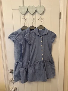 3x Blue Check Gingham School Dress Dresses Age 8-9 VGC Marks And Spencer + BHS - Picture 1 of 5