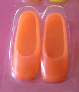 Vintage Barbie Steffie Japan Neon Orange Square Toe Heels from Shoe Pak 3382 MIP - Bild 1 von 3
