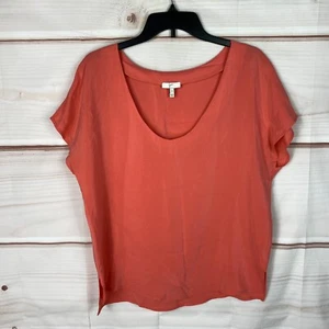 Joie Top Women Small Orange Silk Blouse Scoop Neck Dolman Sleeve Pullover Solid - Picture 1 of 7