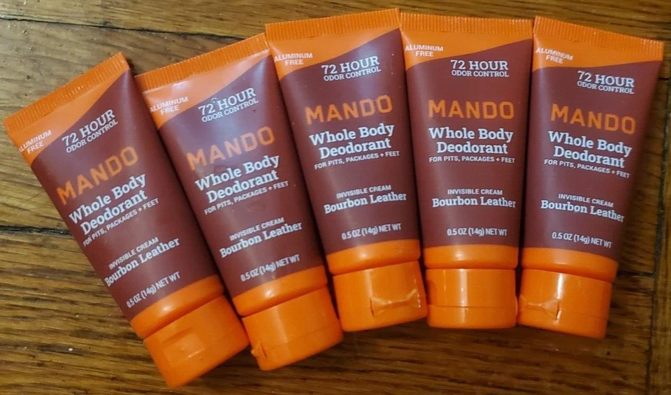 Mando Body Deodorant BOURBON LEATHER 0.5 oz 24 HR Odor Shield Acidified 5PK - Image 1 of 1