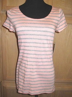 Chip & Pepper CALIFORNIA коралловый/серый в полоску Hi/Lo футболка/топ, XS - $30 - Изображение 1 из 2