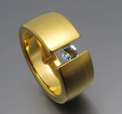 REIF-DESIGN - ELEGANTER AQUAMARIN SPANNRING - AUS EIGENER GOLDSCHMIEDE - Bild 1 von 4
