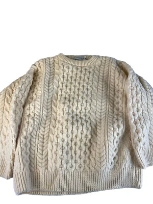 Vtg Cladyknit Irish Heritage Cableknit Cream Wool Sweater Medium Unisex - Image 1 of 4