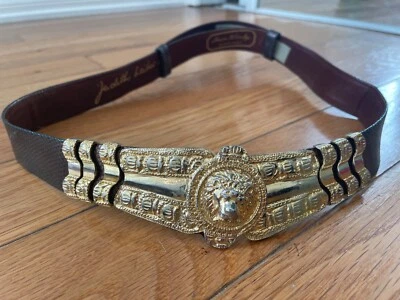 Cinturón ancho de piel de serpiente azul Judith Leiber de colección con hebilla dorada Foto 1 de 3