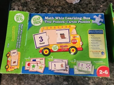 Leap Frog Math Whiz Learning Bus Tray Puzzles Complete Educational Learning 2006 Foto 1 de 4