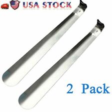 2X Extra Long Handle Shoe Horn Stainless Steel 22" Handled Metal Shoehorn Horns