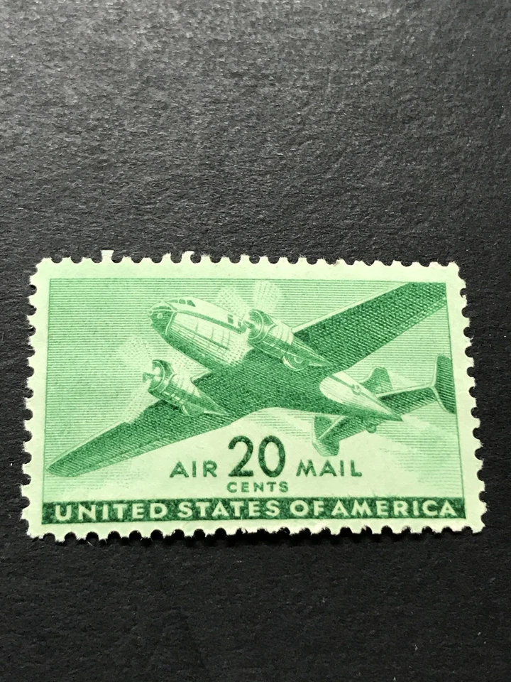 Scott C29- 20c Twin Motored Transport Plane- MNH 1941- unused mint AIRMAIL stamp - Image 1 of 1