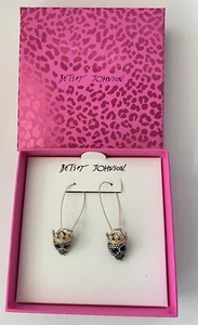 New! Betsey Johnson Goth Crystal Skull and Crown Dangle Earrings - Picture 1 of 5