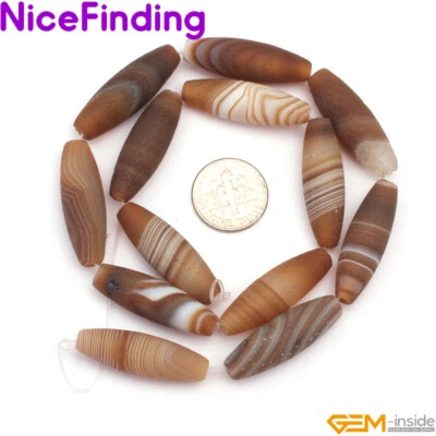 Cuentas de piedras preciosas de arroz olivario esmerilado natural ágata de Botsuana para hacer joyas 15" Foto 1 de 4