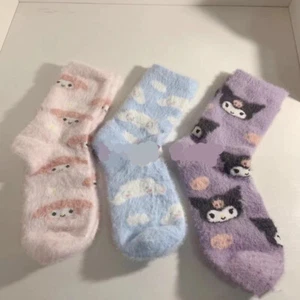 3 pares de calcetines suaves de invierno cálido de invierno para mujer niña Kuromi My Melody - Imagen 1 de 6
