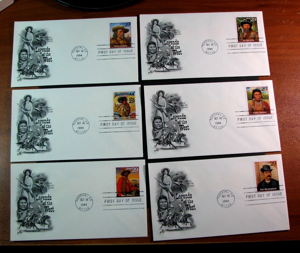 US Stamp FDC Scott# 2869b-c,e-t (see note) Legends of the West 1994 Used L757 - Image 1 of 3