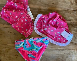 New X 2 Girls Age UVA 40 + Protection Legionnaire Beach Sun Hat + Swim Briefs - Picture 1 of 5