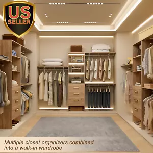 8Ft Closet System with Drawers, 96Inch Customizable Organizers and Storage Sy... - Picture 1 of 7
