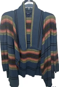 Cárdigan suéter a rayas tejido CHAPS para mujer XL azul rosa verde mangas 3/4 - Imagen 1 de 9